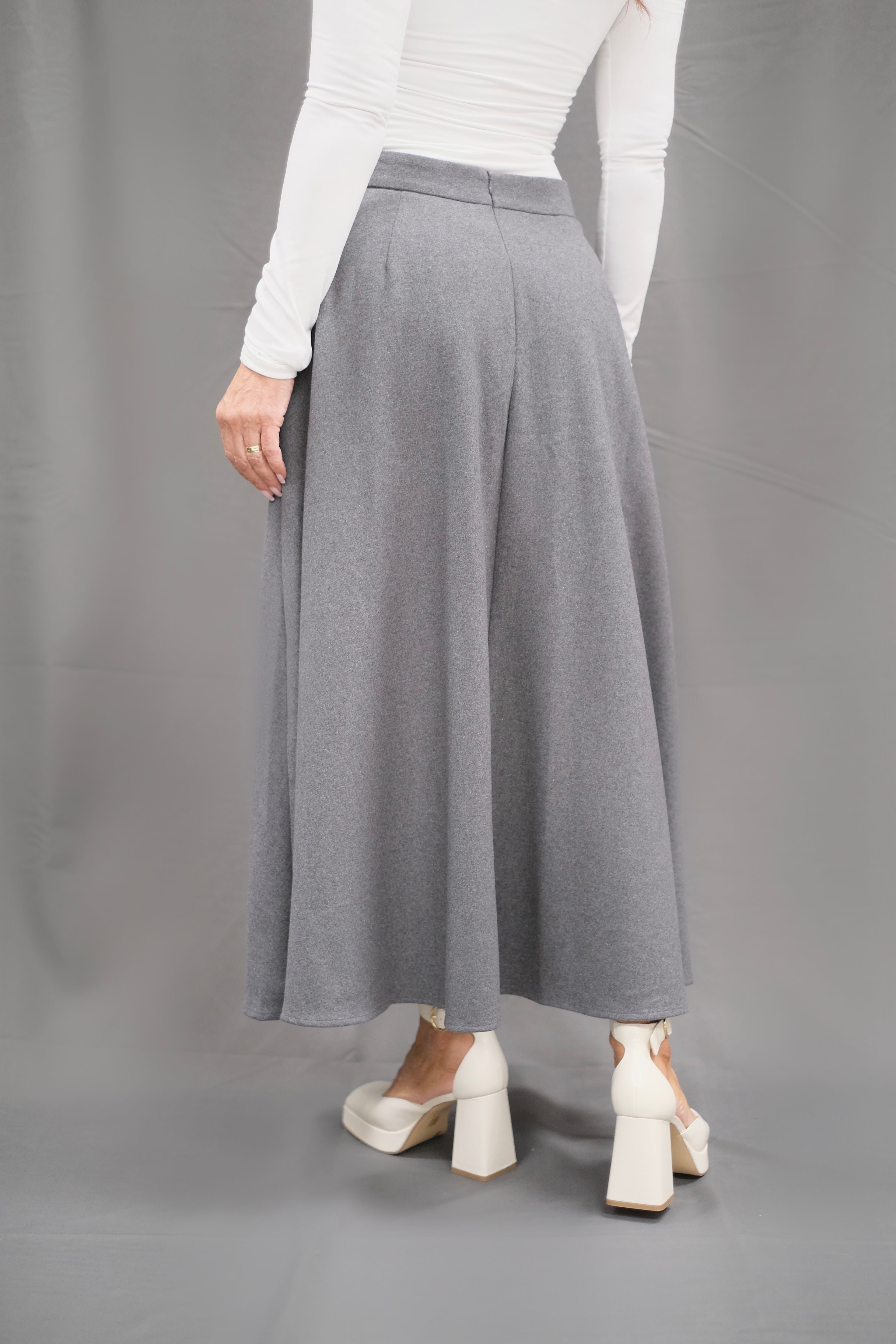 Emma charcoal wool midi skirt