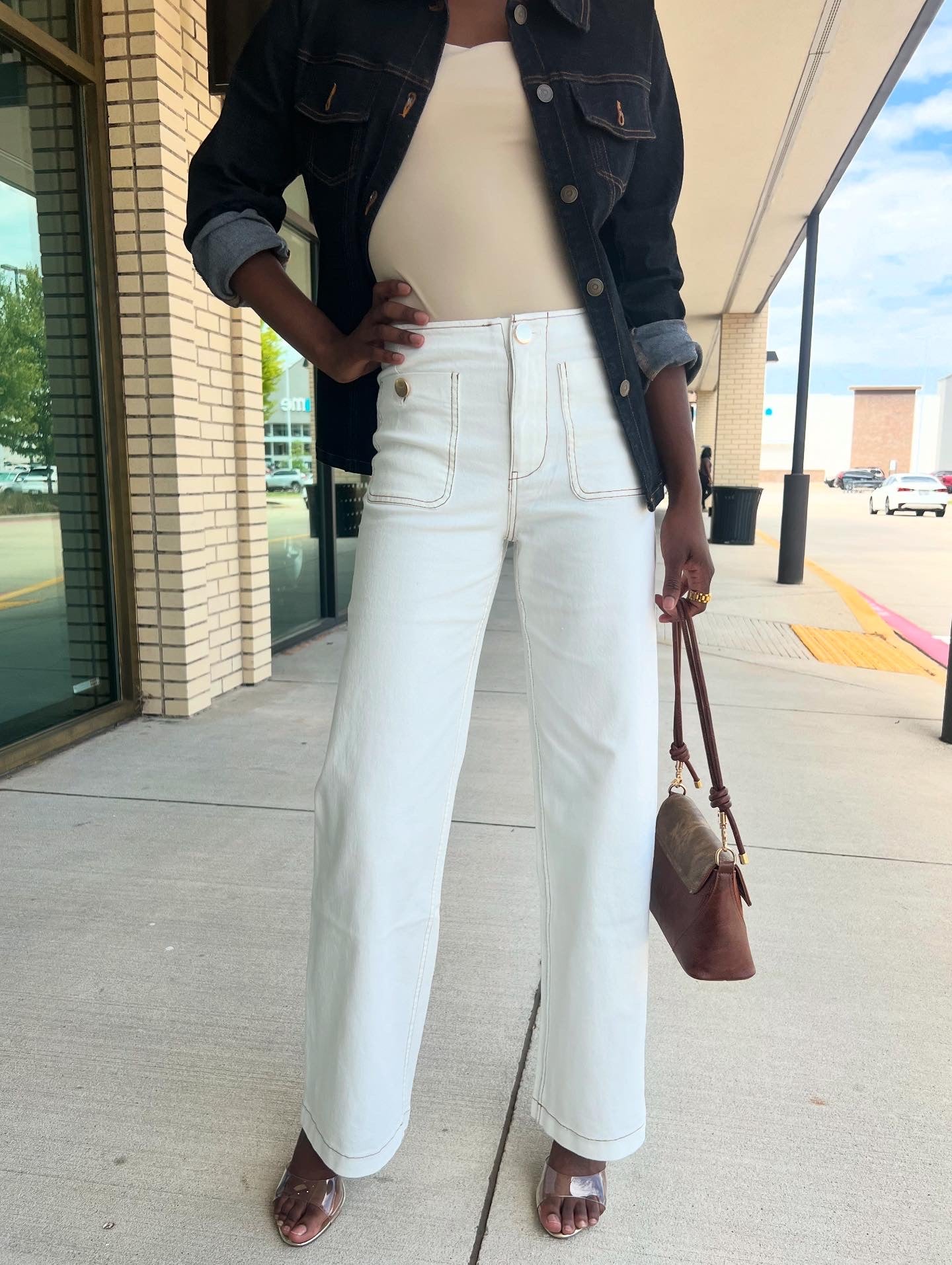 Taylor Cream High Waist Front Pocket Jeans