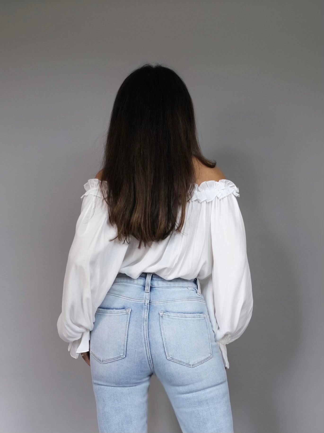 Jane white off shoulder ruffle shirt