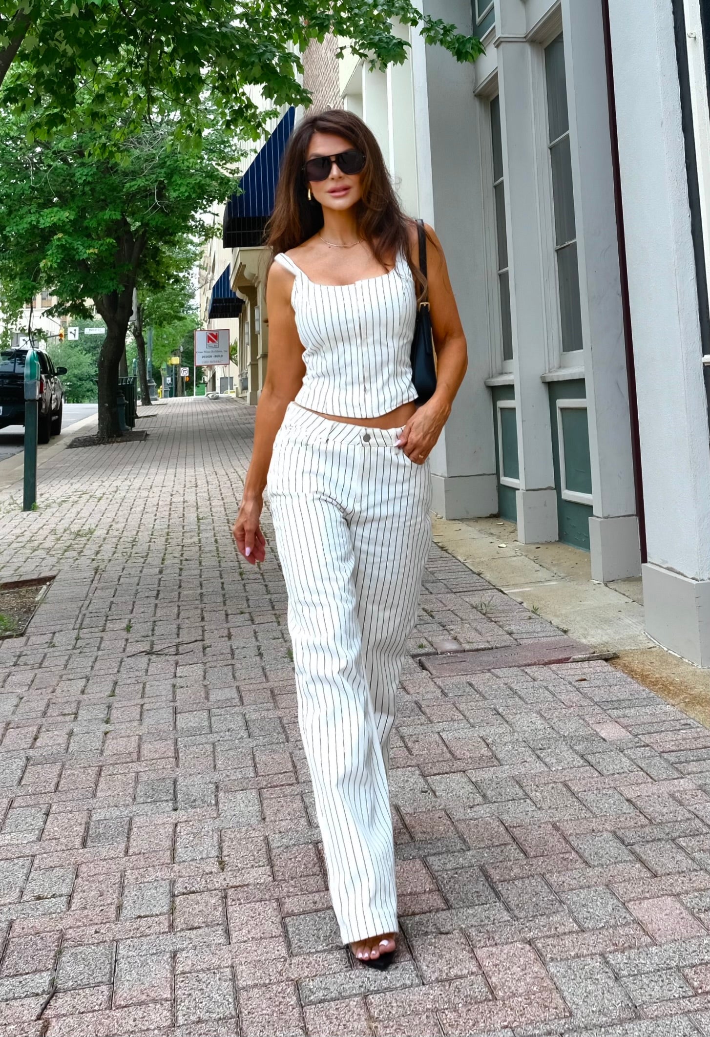 Marni white pin stripe relaxed straight leg jean