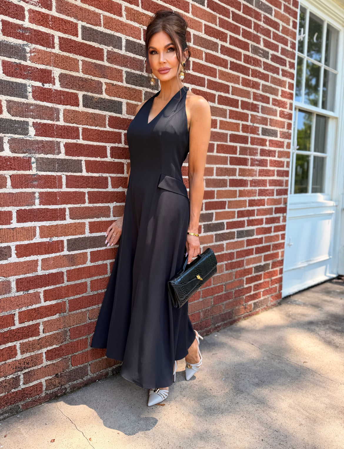 Brielle Black Twisted Back Maxi Dress
