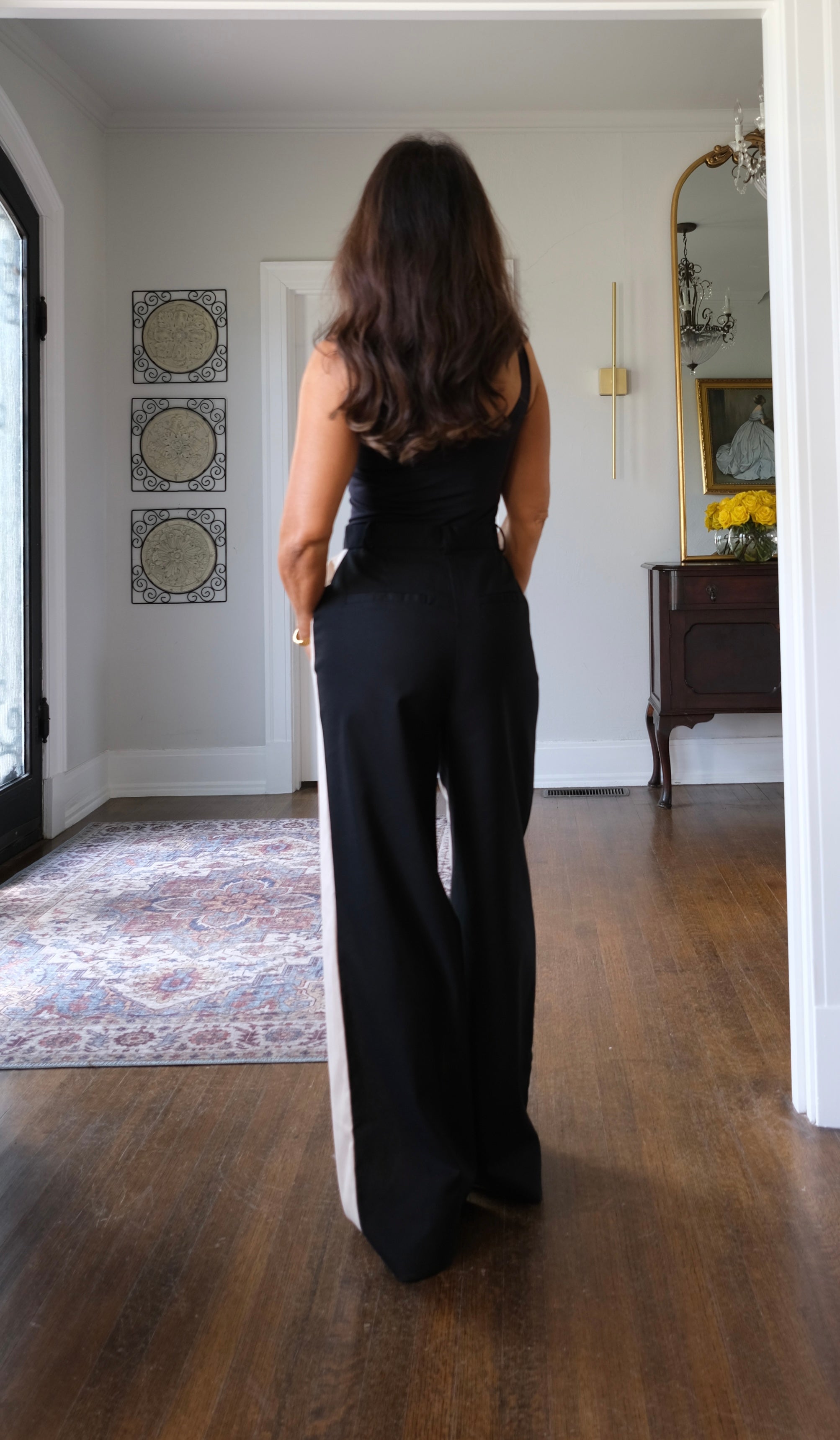 Piper almond and black wide leg pant