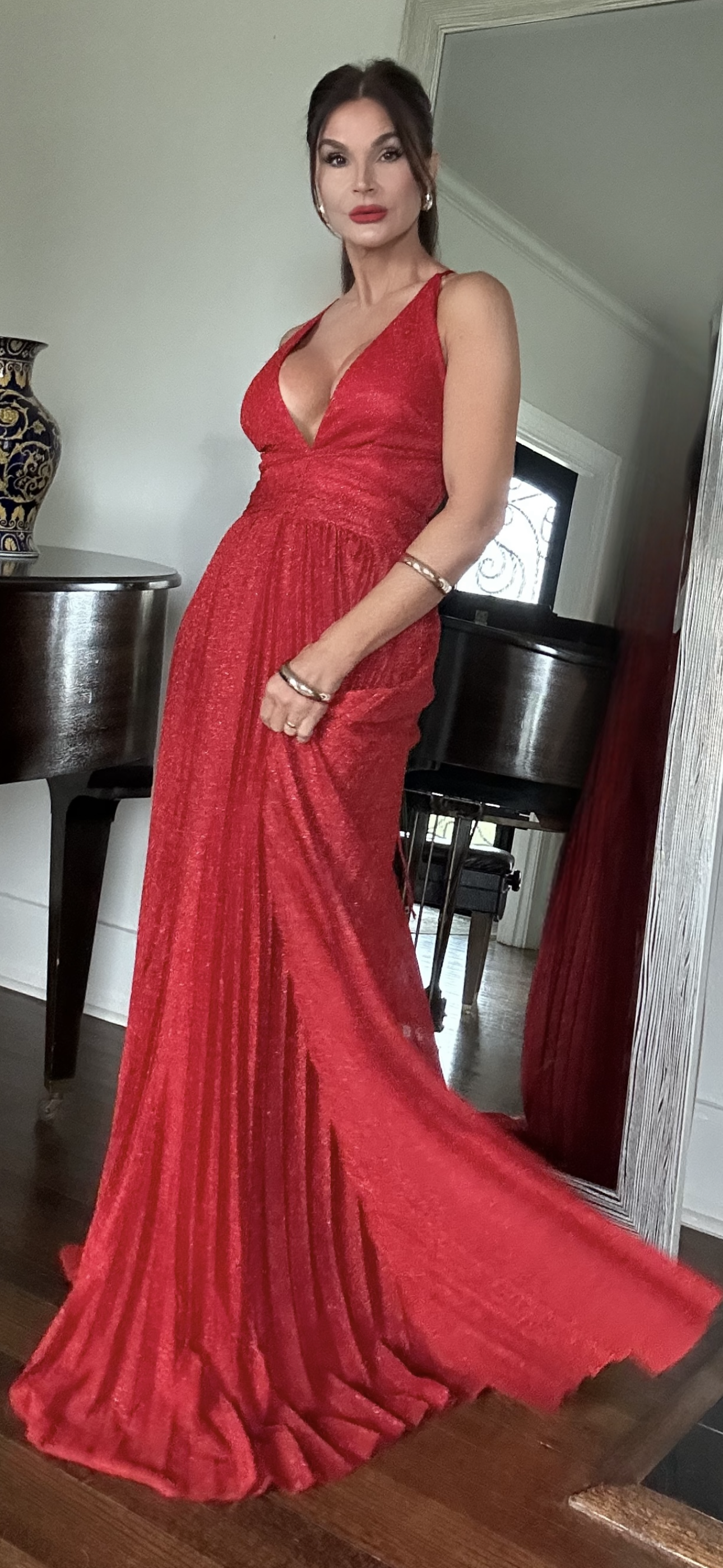 Candice Red Pleated Formal