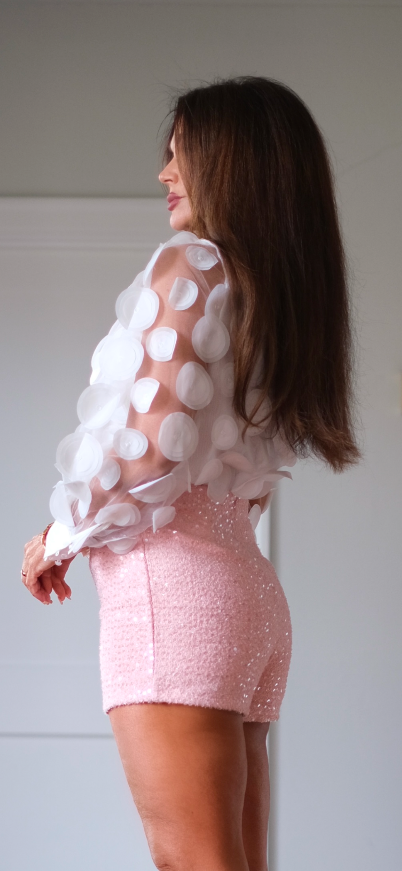 Valencia white bodysuit with with tie neck