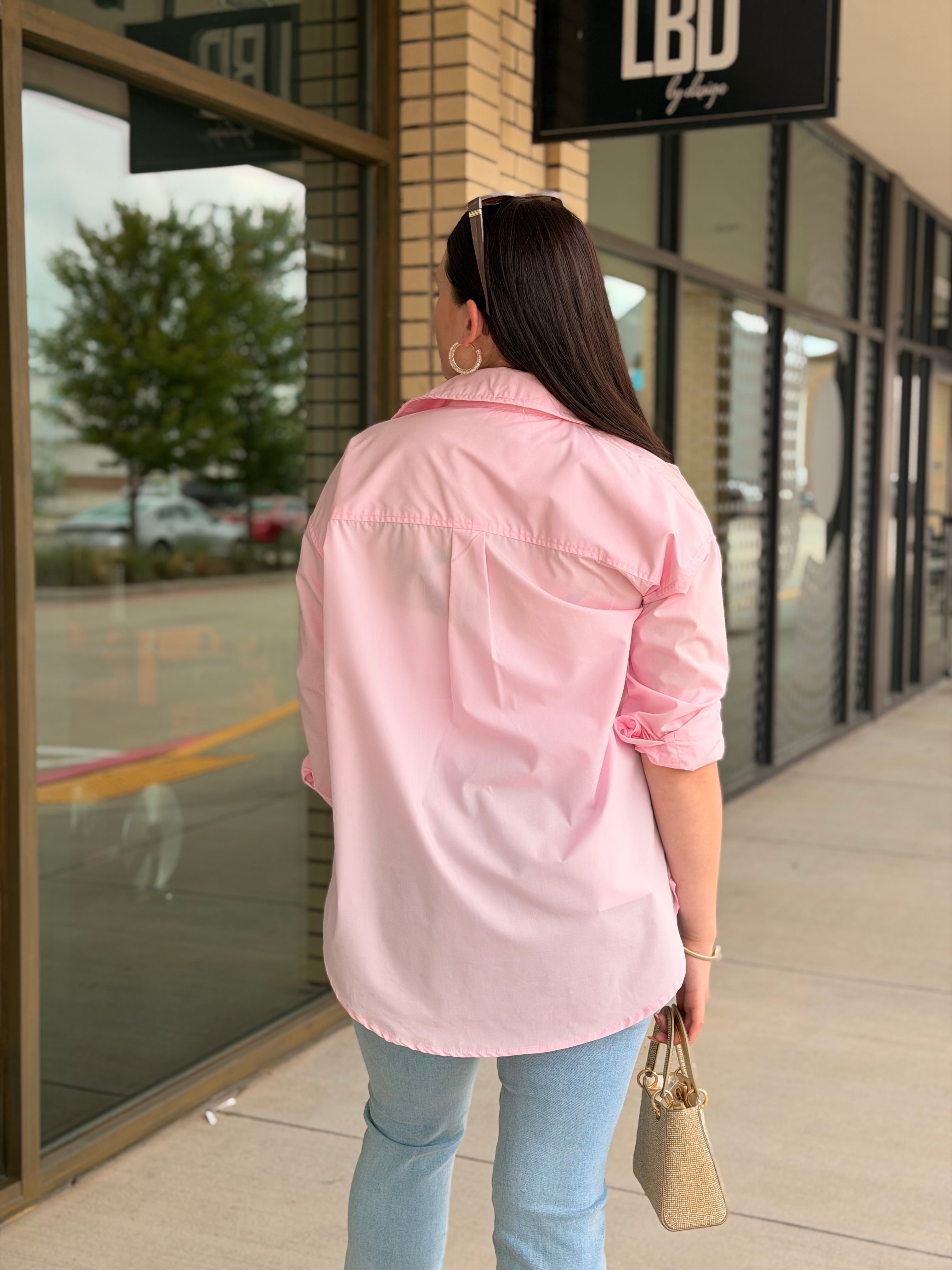 Penelope Baby Pink Button Down Top