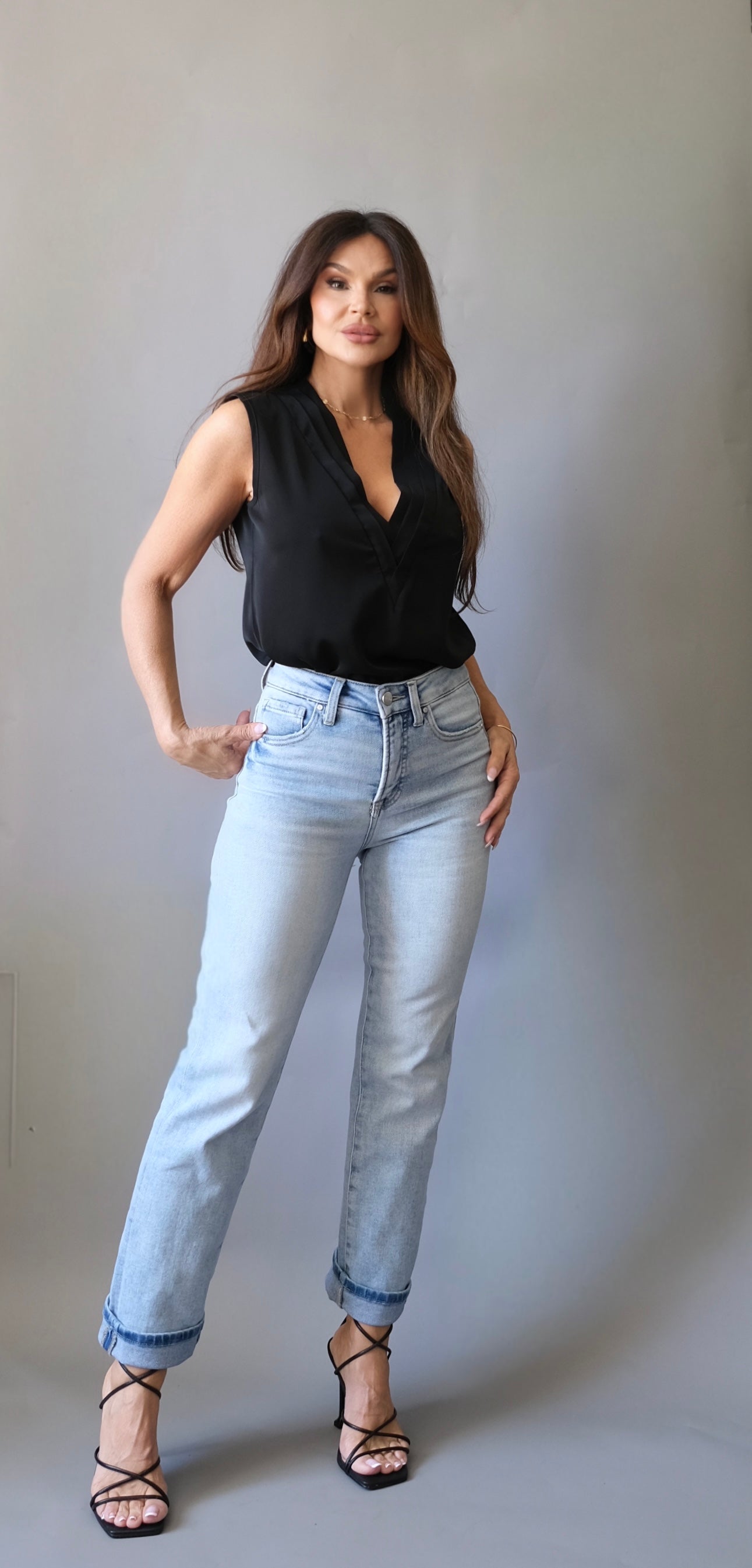 Lauryn black v-neck blouse