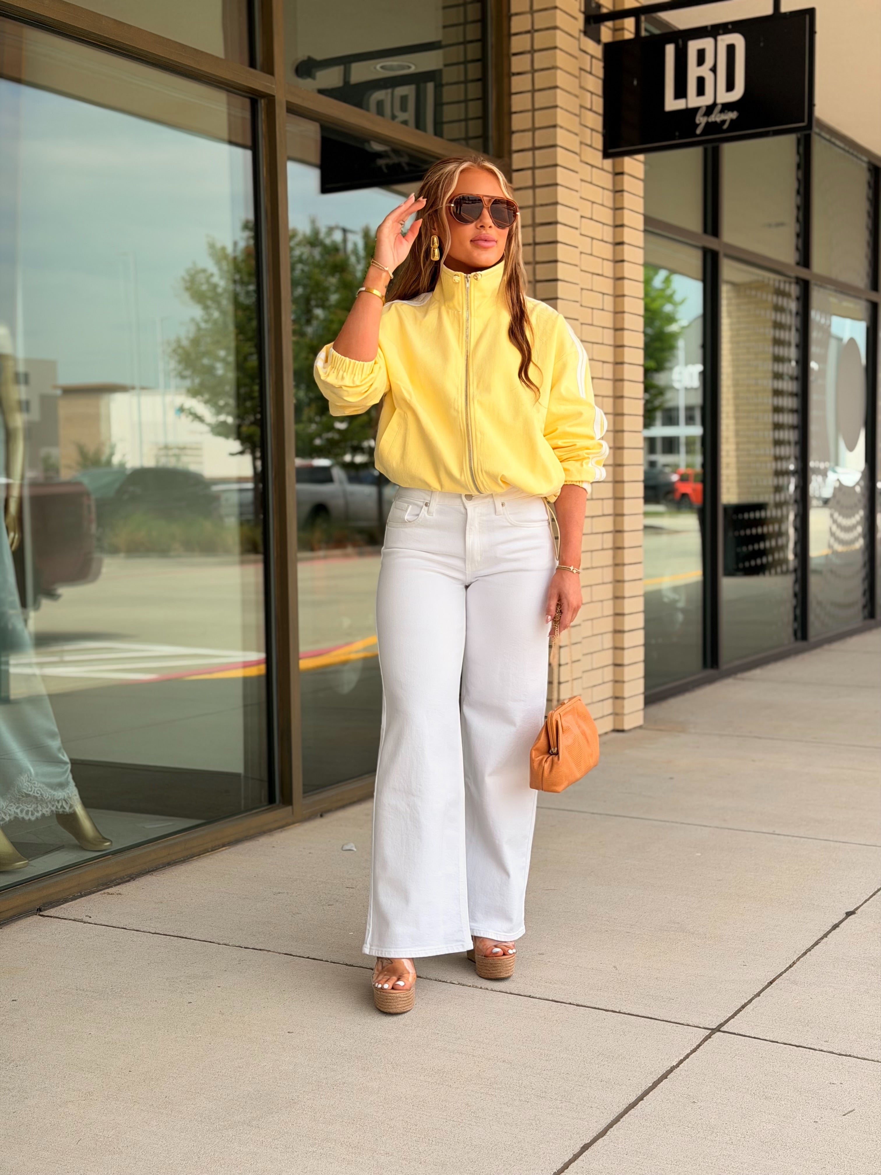 Kelsey yellow striped zip up jacket