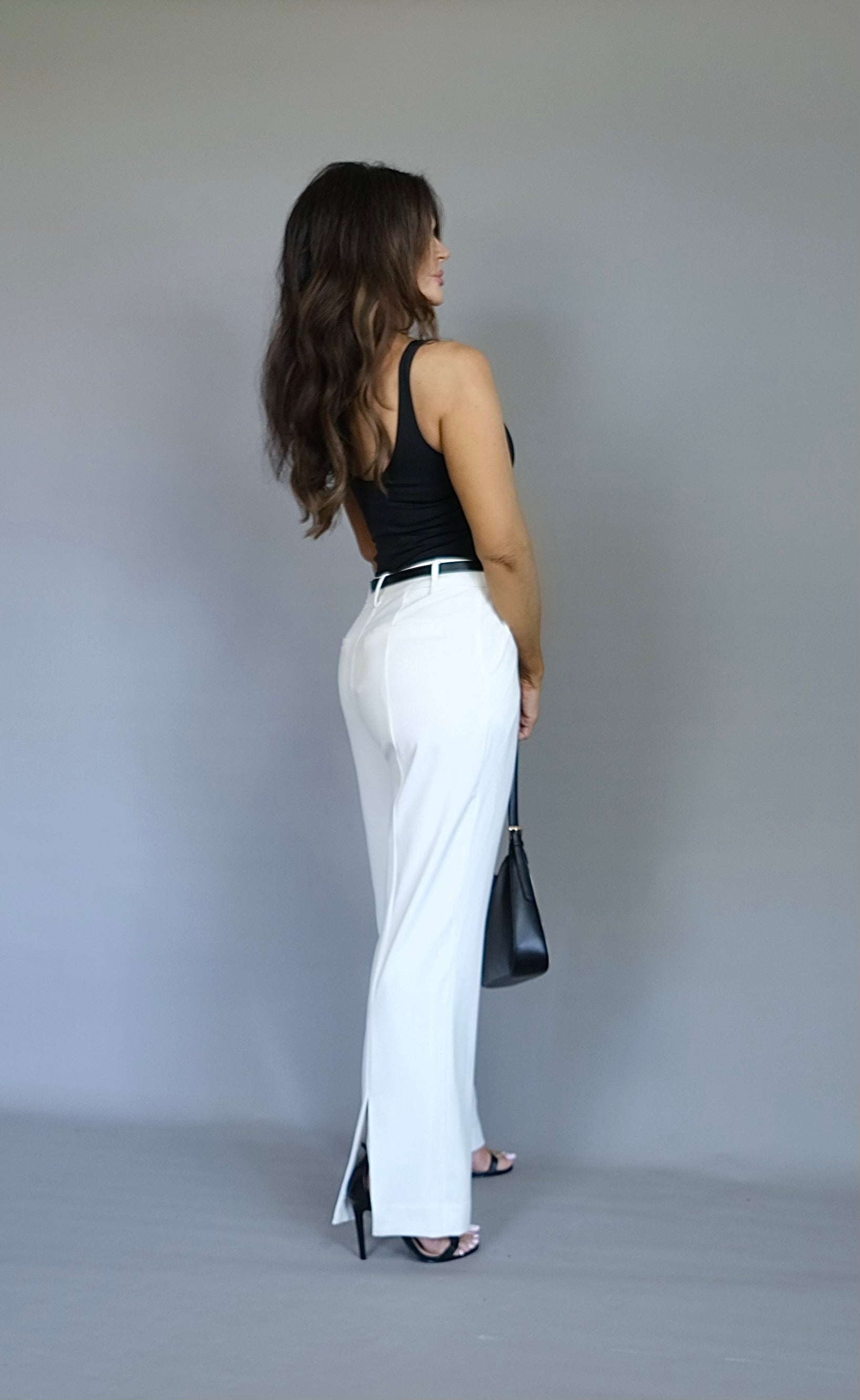 Joey white straight leg trouser pant