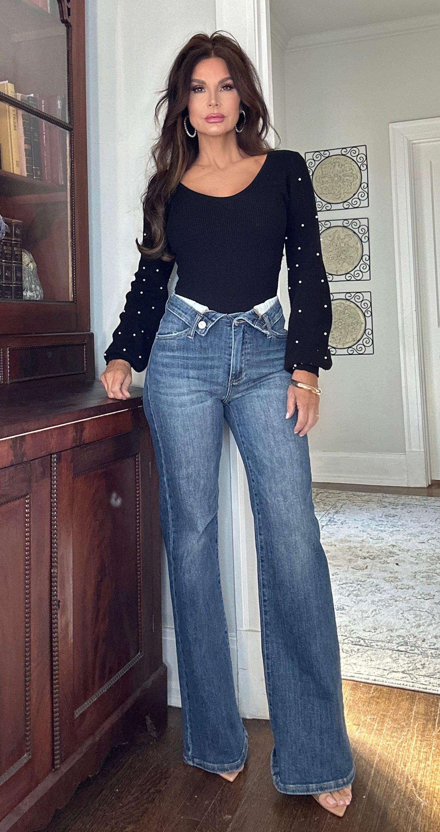 Chrissy Medium Vintage Wash Flap Jeans