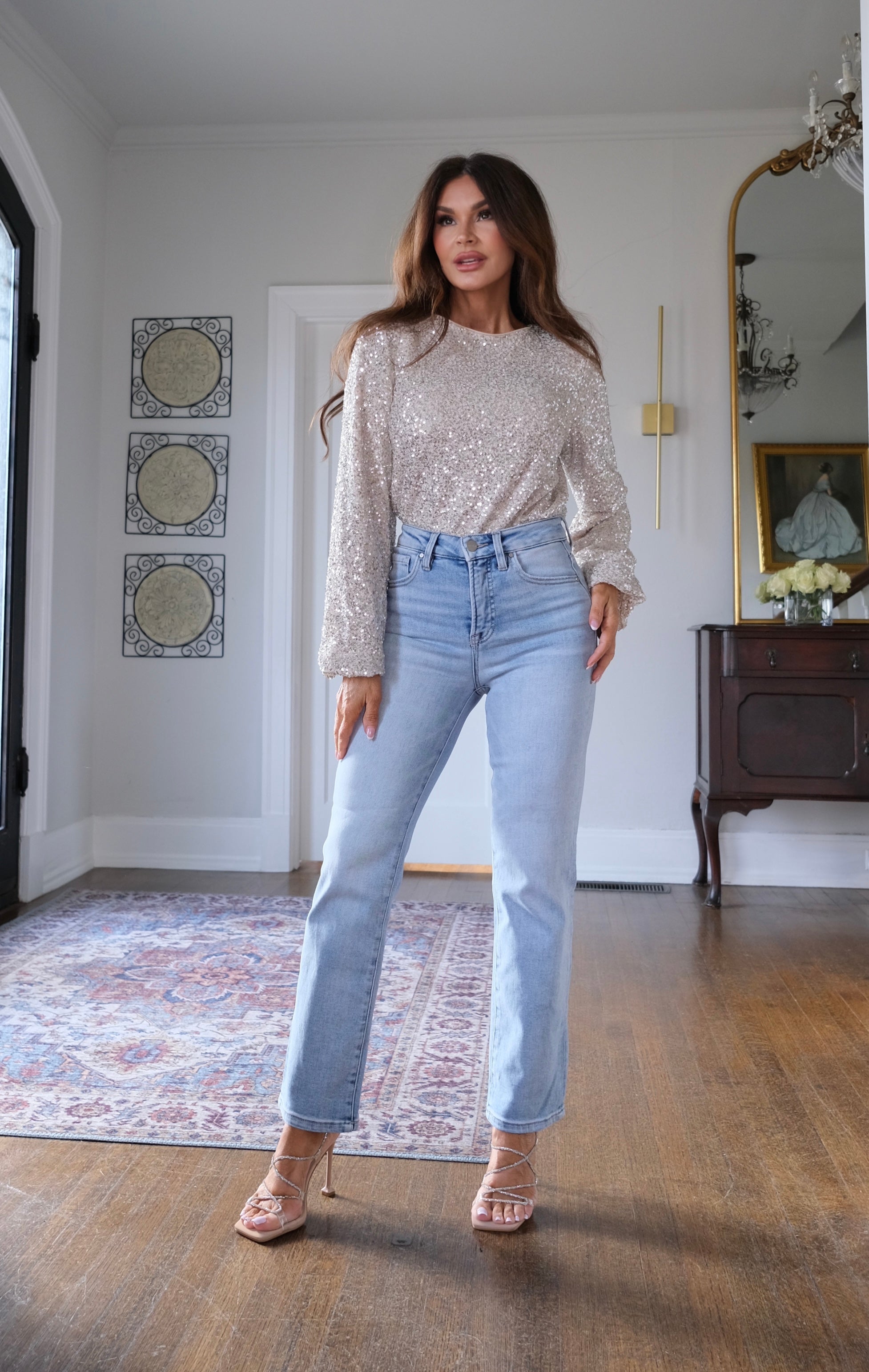 Stella Champagne Back Cutout Blouse