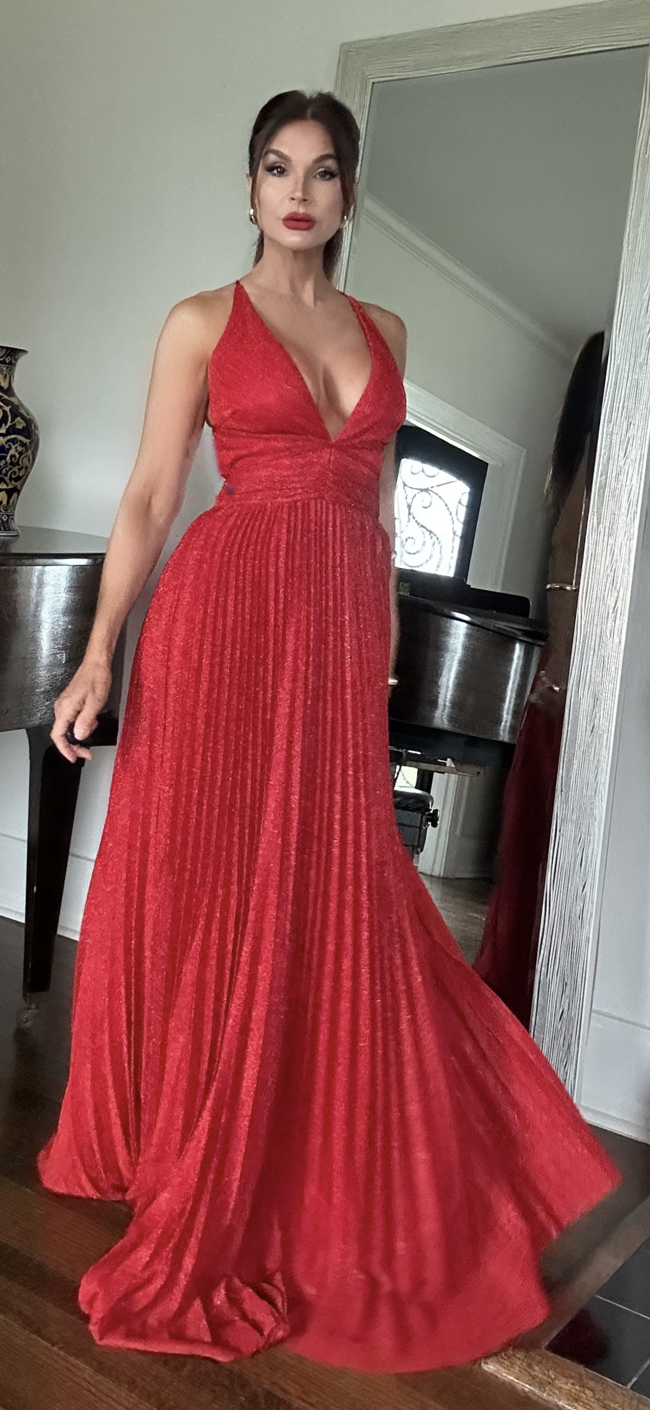 Candice Red Pleated Formal