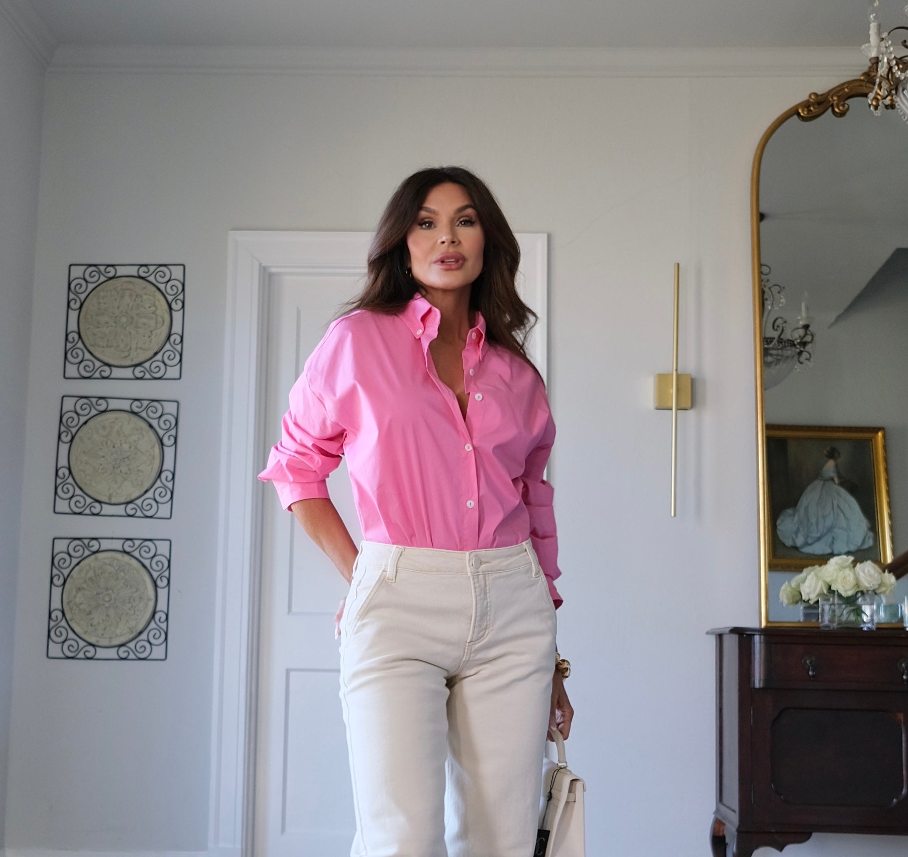 Annie pink lightweight button up shirt