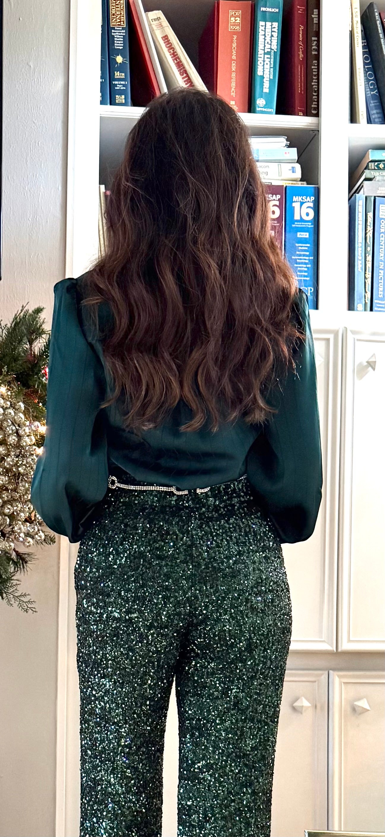 Willow Dark Green Satin Open Collar Blouse