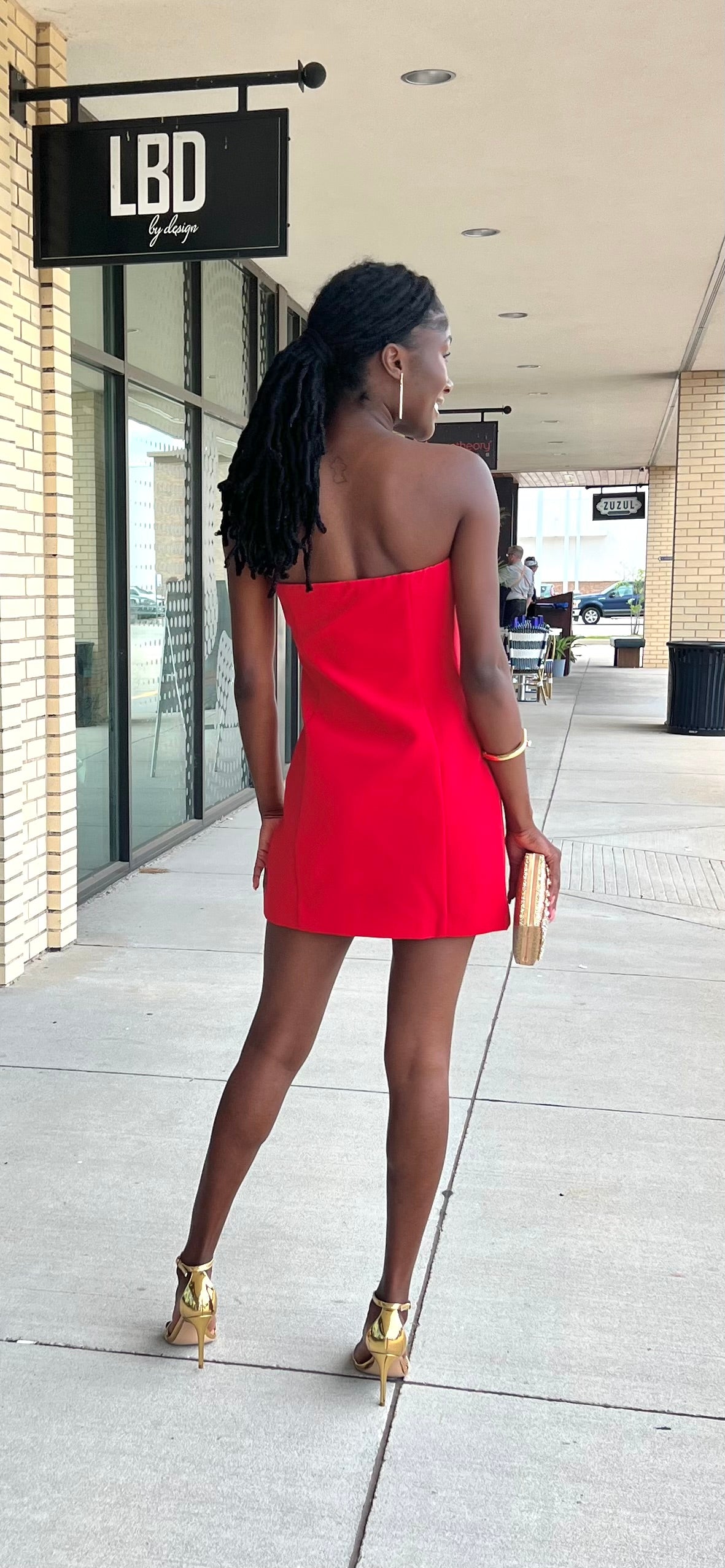 Monica red bow detail mini dress