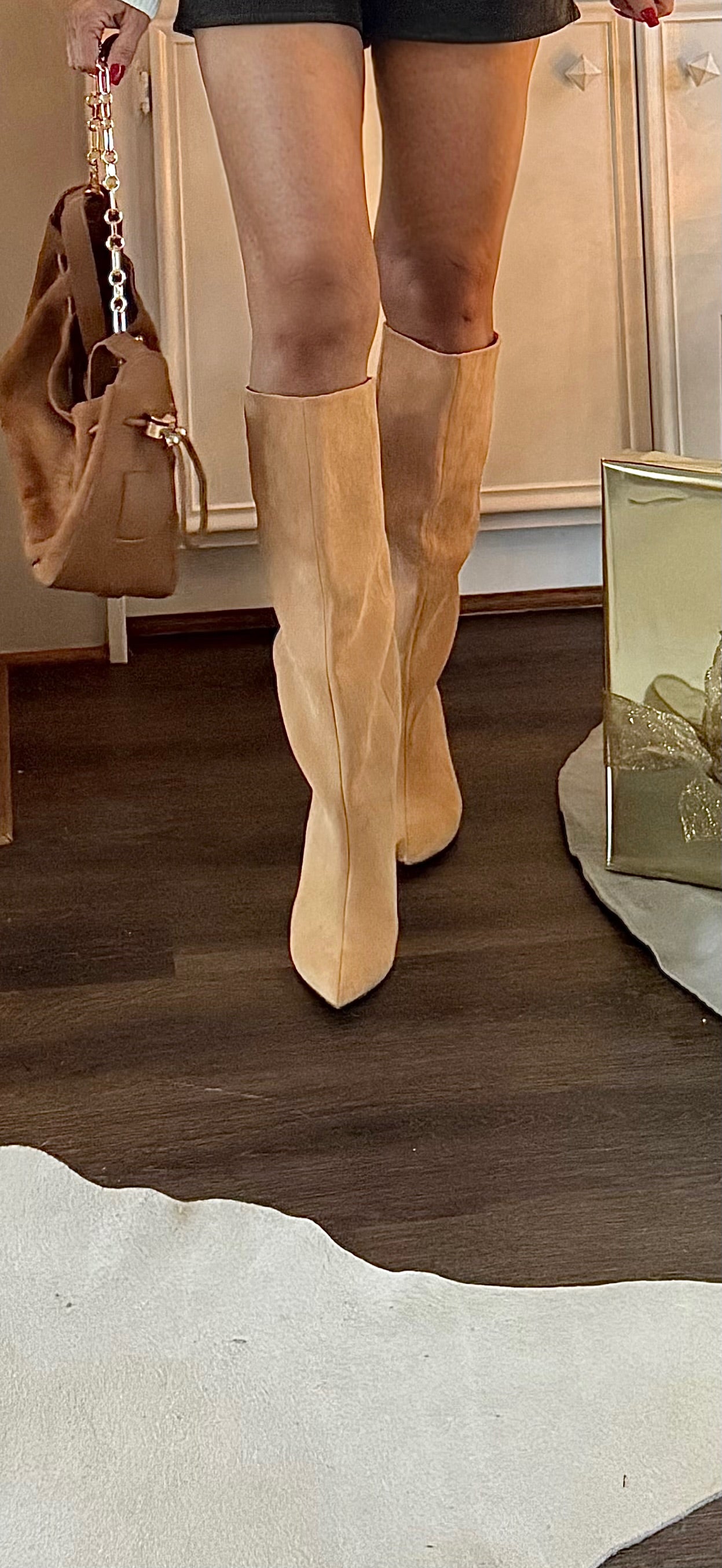 Estelle Camel Suede Pointy Toe Slouchy Boot