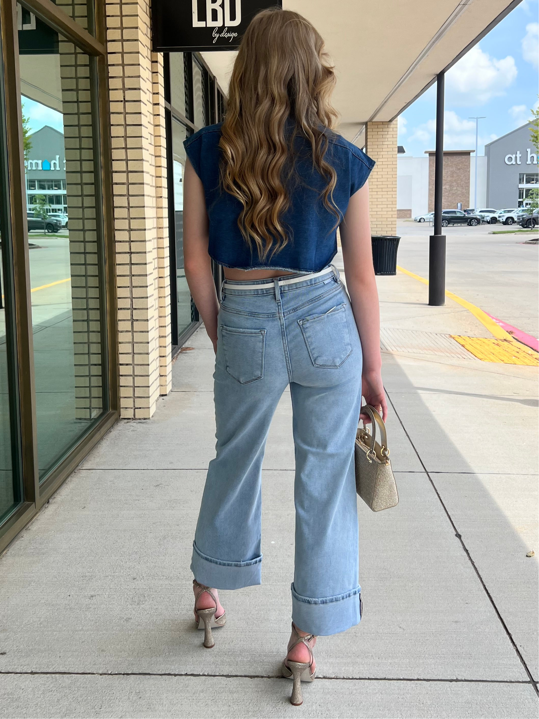 Lonni Dark Denim Cropped Vest