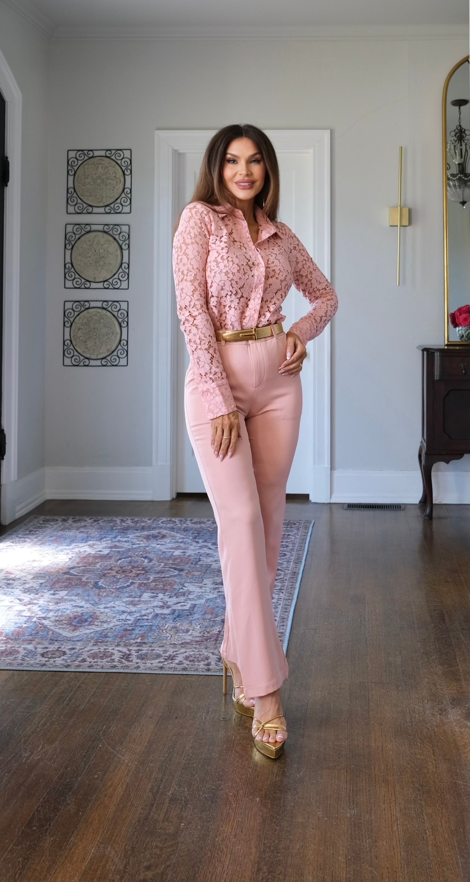 Natalie soft pink straight leg pant