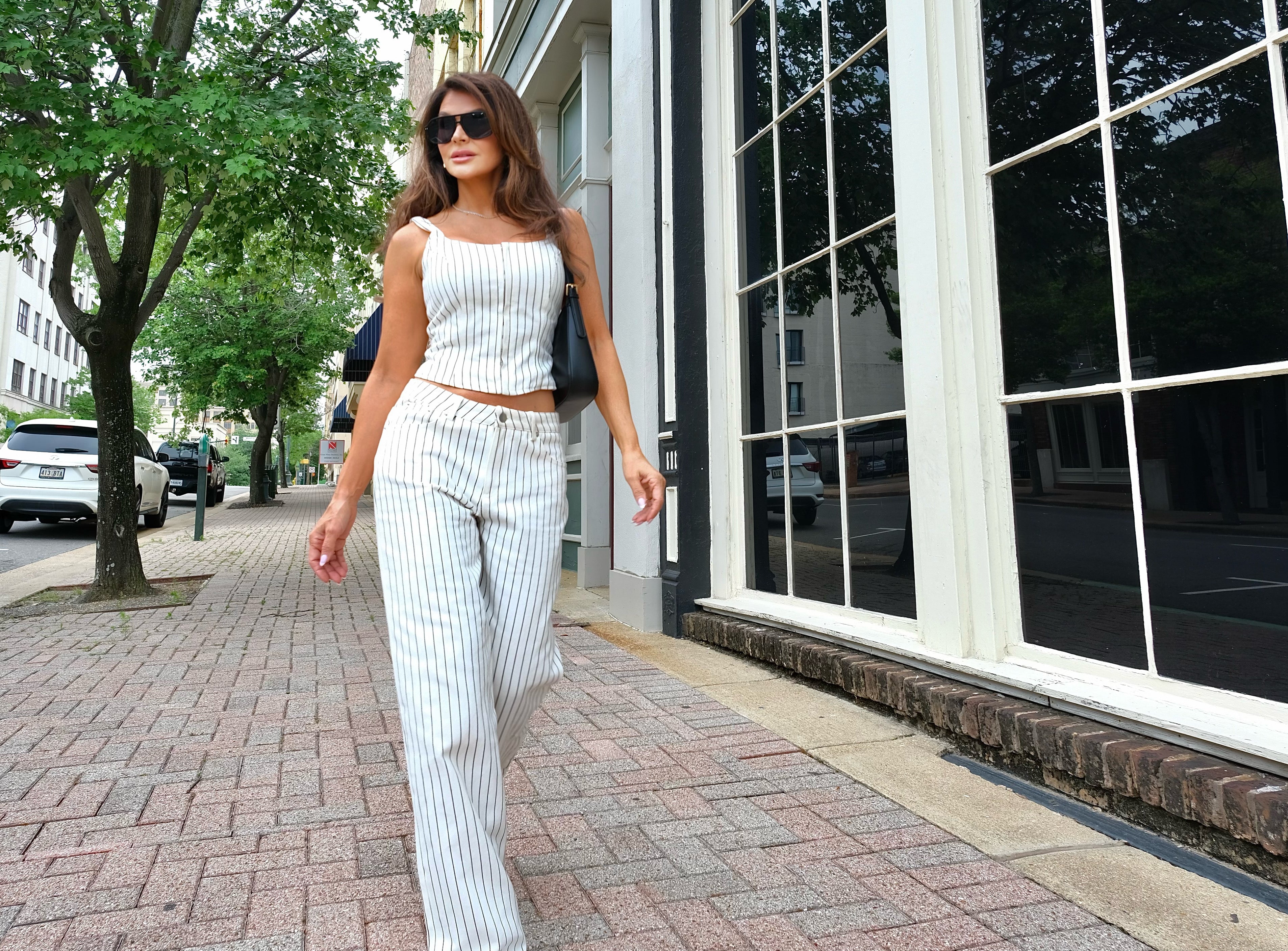 Marni white pin stripe relaxed straight leg jean