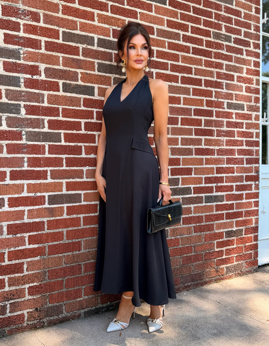 Brielle Black Twisted Back Maxi Dress