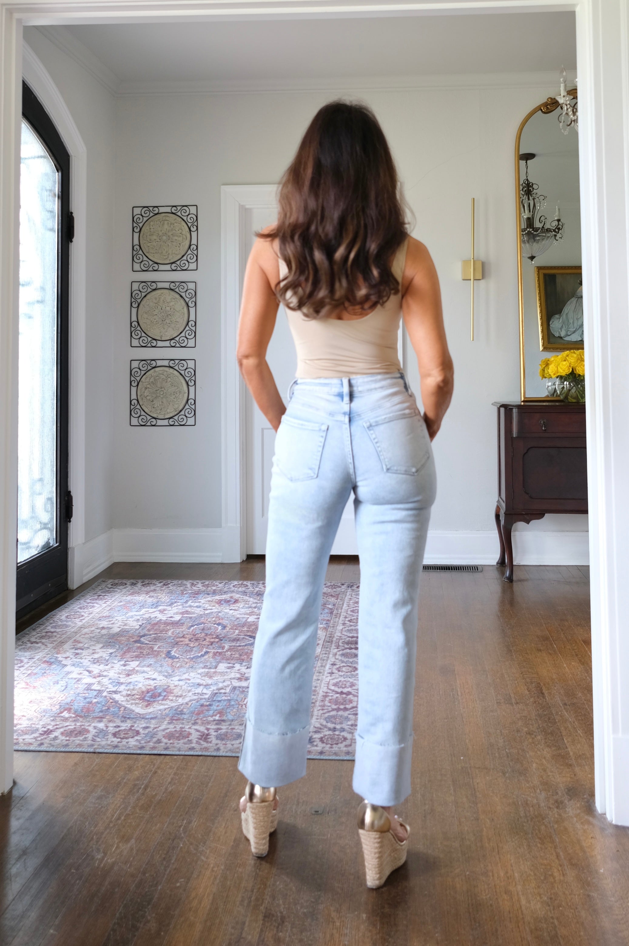 Kali light wash high rise cuffed jean