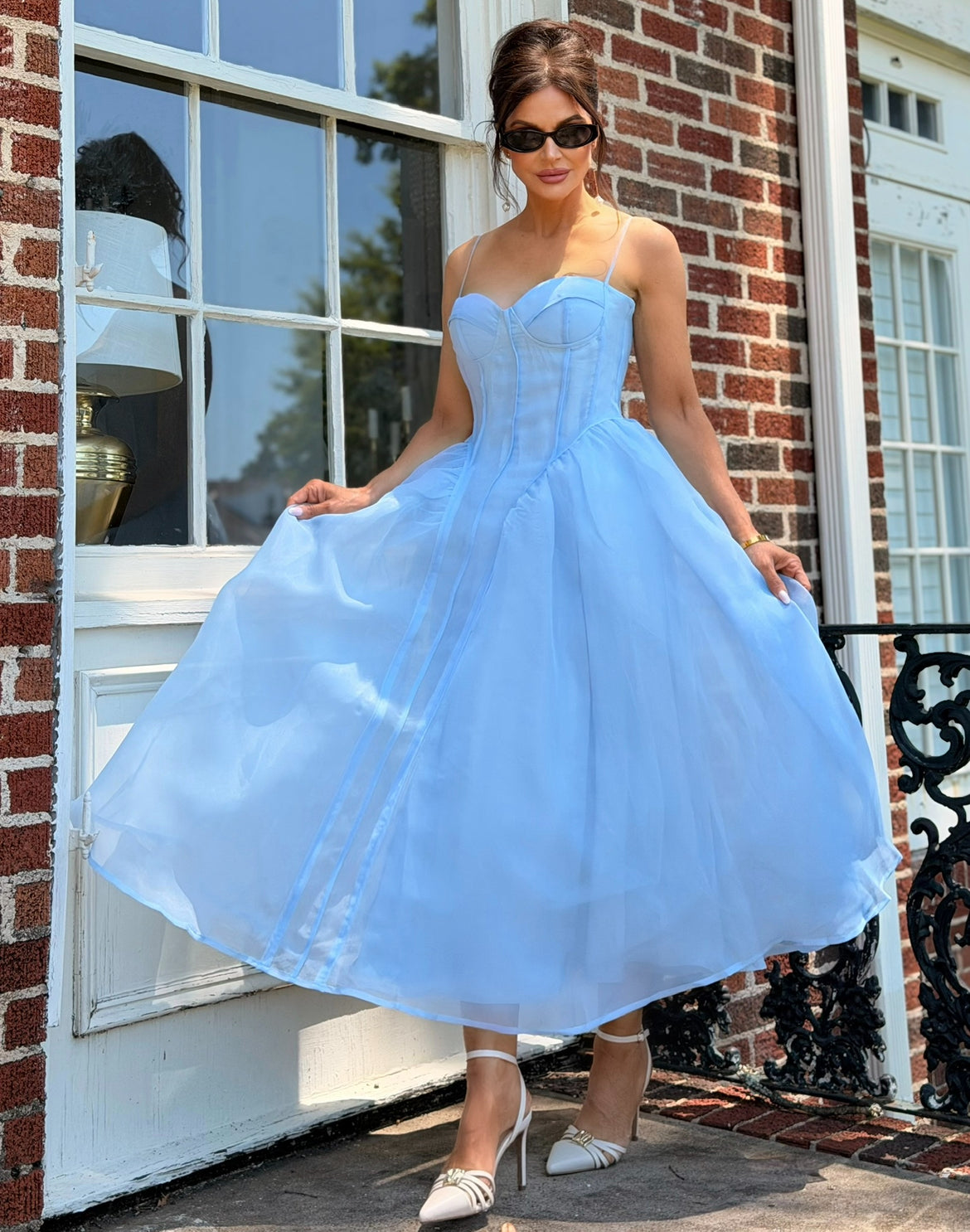 Candace Baby Blue Corset Maxi Dress