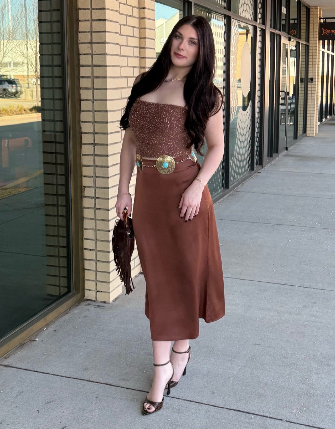 Jonah Mocha Beaded Tube Top