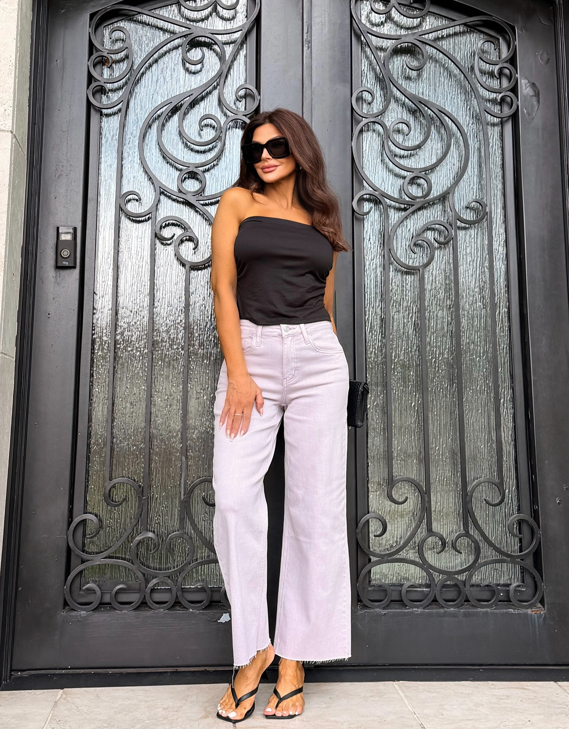 Luella Lavender High Rise Cropped Wide Leg Jeans