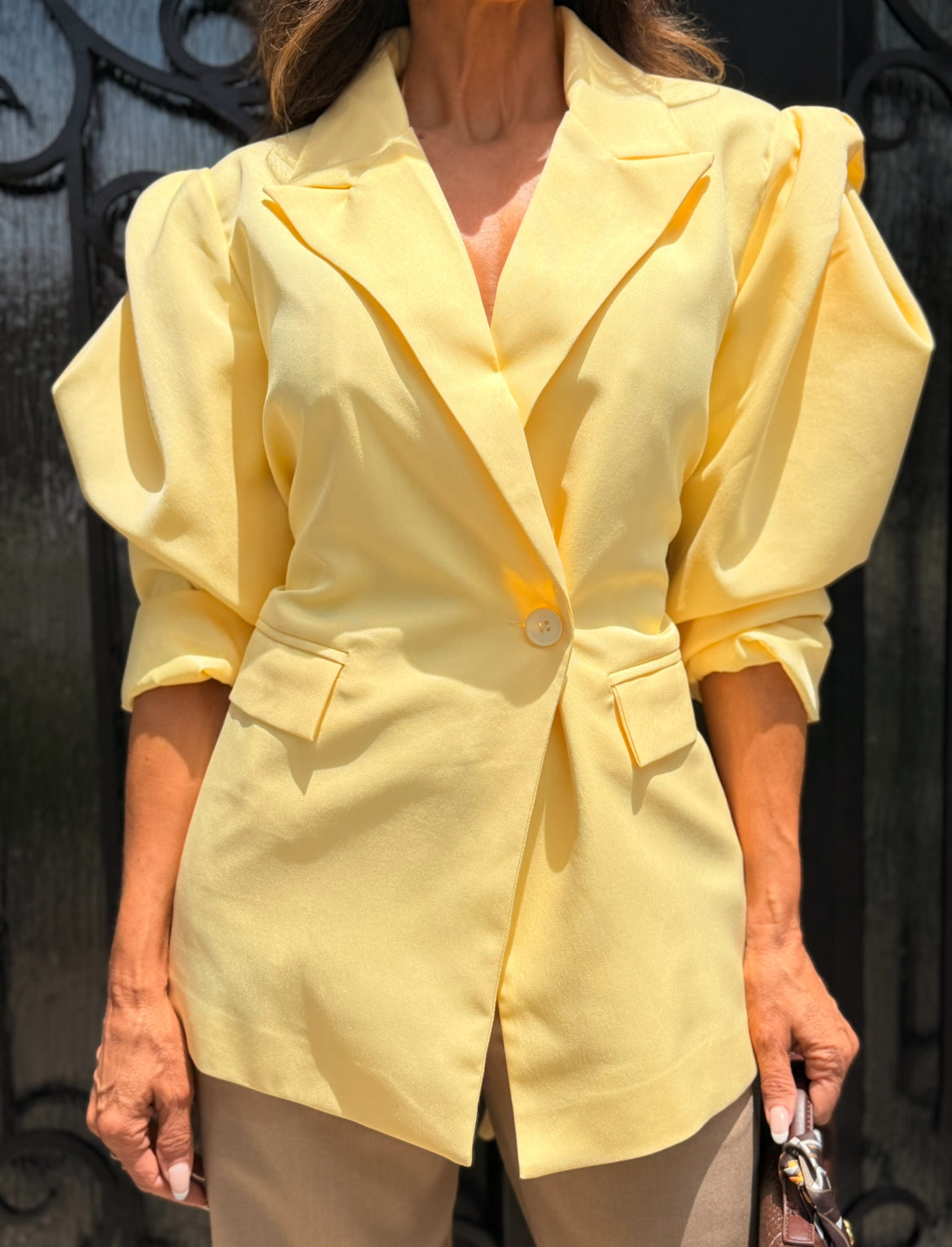 Jane Yellow Belted Blazer Jacket