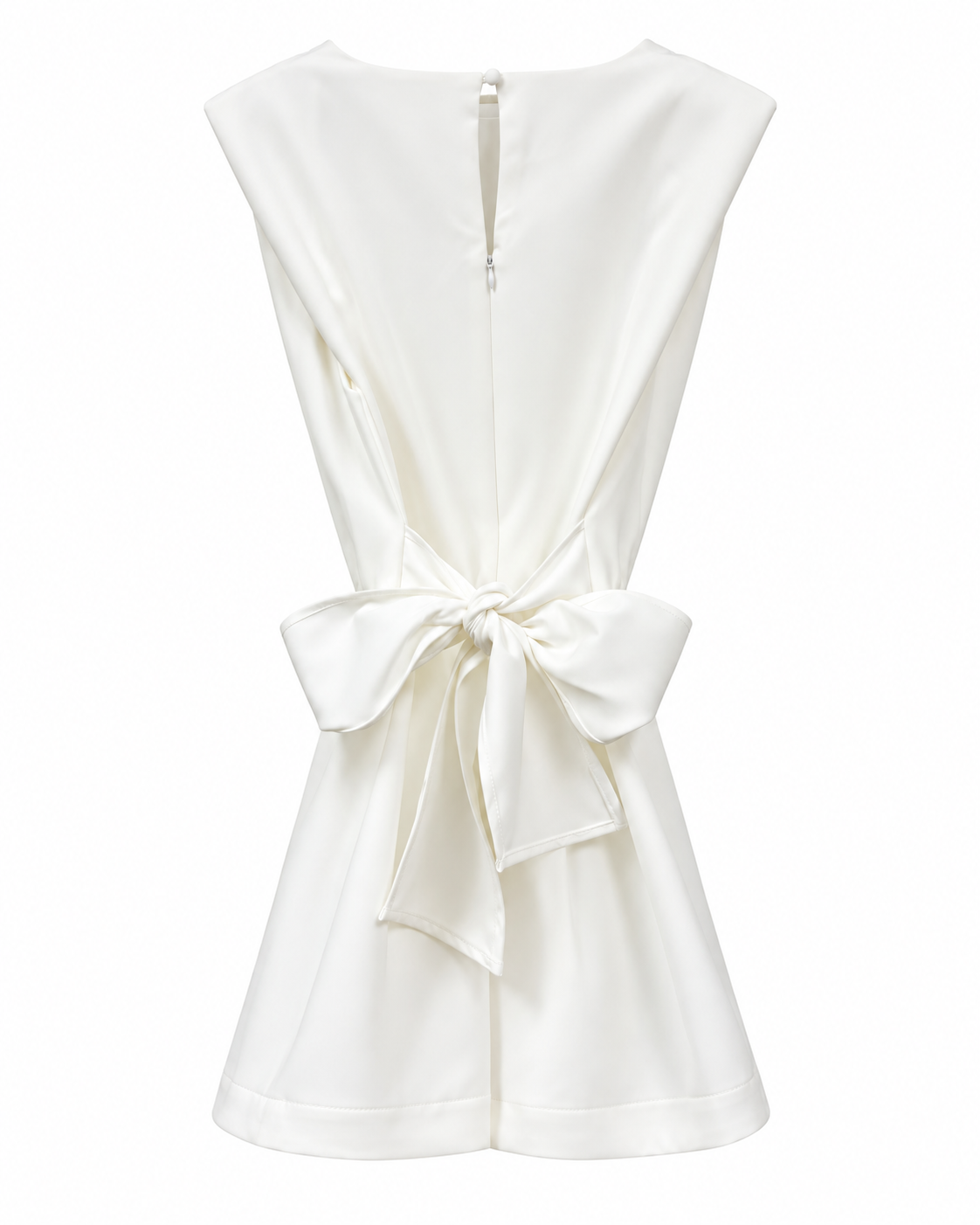 Tiffany White Sleeveless Bow Romper Dress