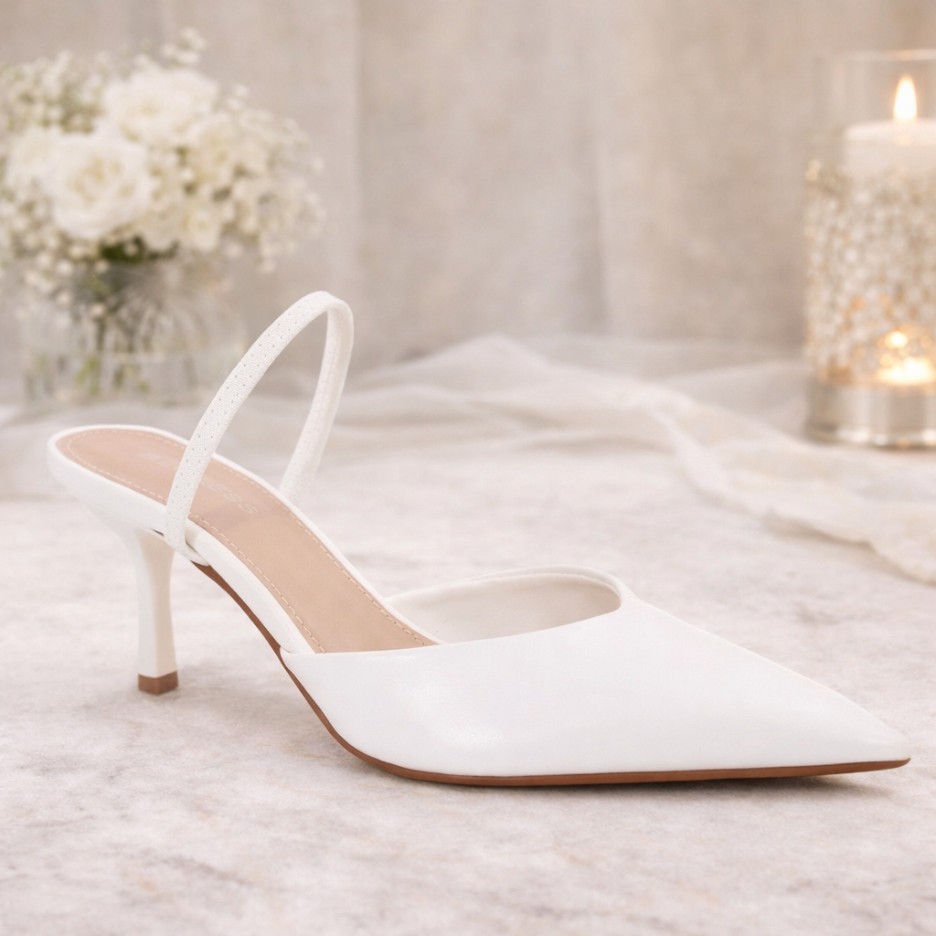 Oman White V Shape Toe Slingback Shoe