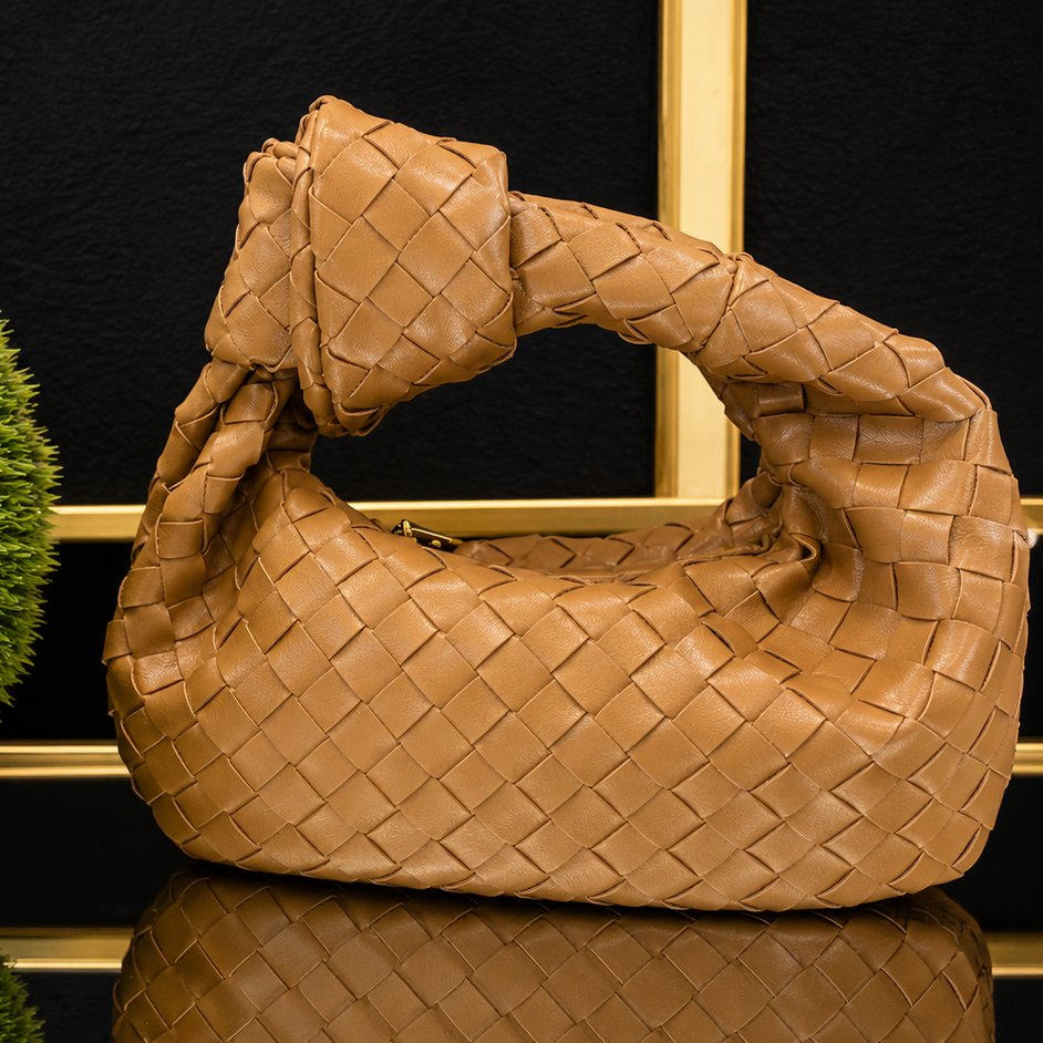 Brown Crochet Raffia Purse