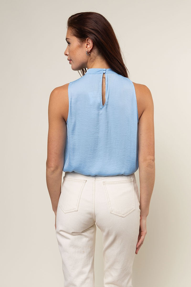 Aimee light blue asymmetric neck tank