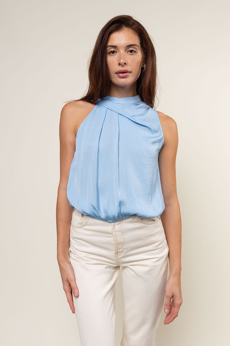 Aimee light blue asymmetric neck tank
