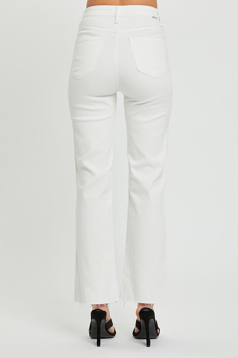 Ohio white ram hem straight crop jean