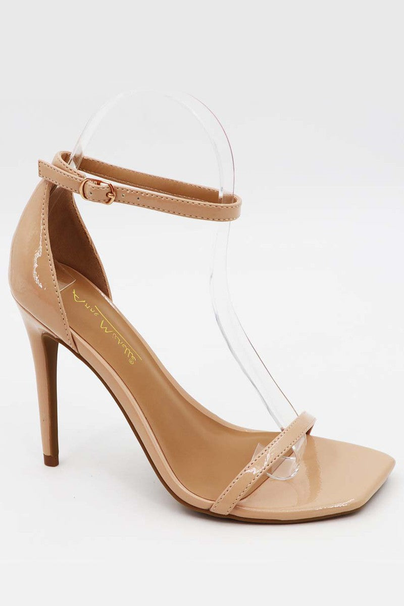 Neo Nude Patent Open Toe Heels