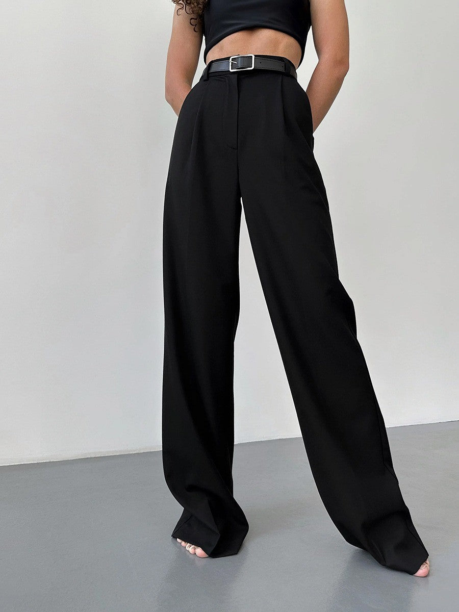 Janice black pleated loose fit pant