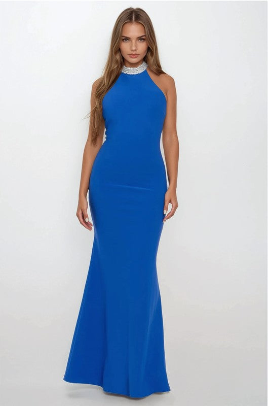 Maddi Rhinestone Halter Formal Dress