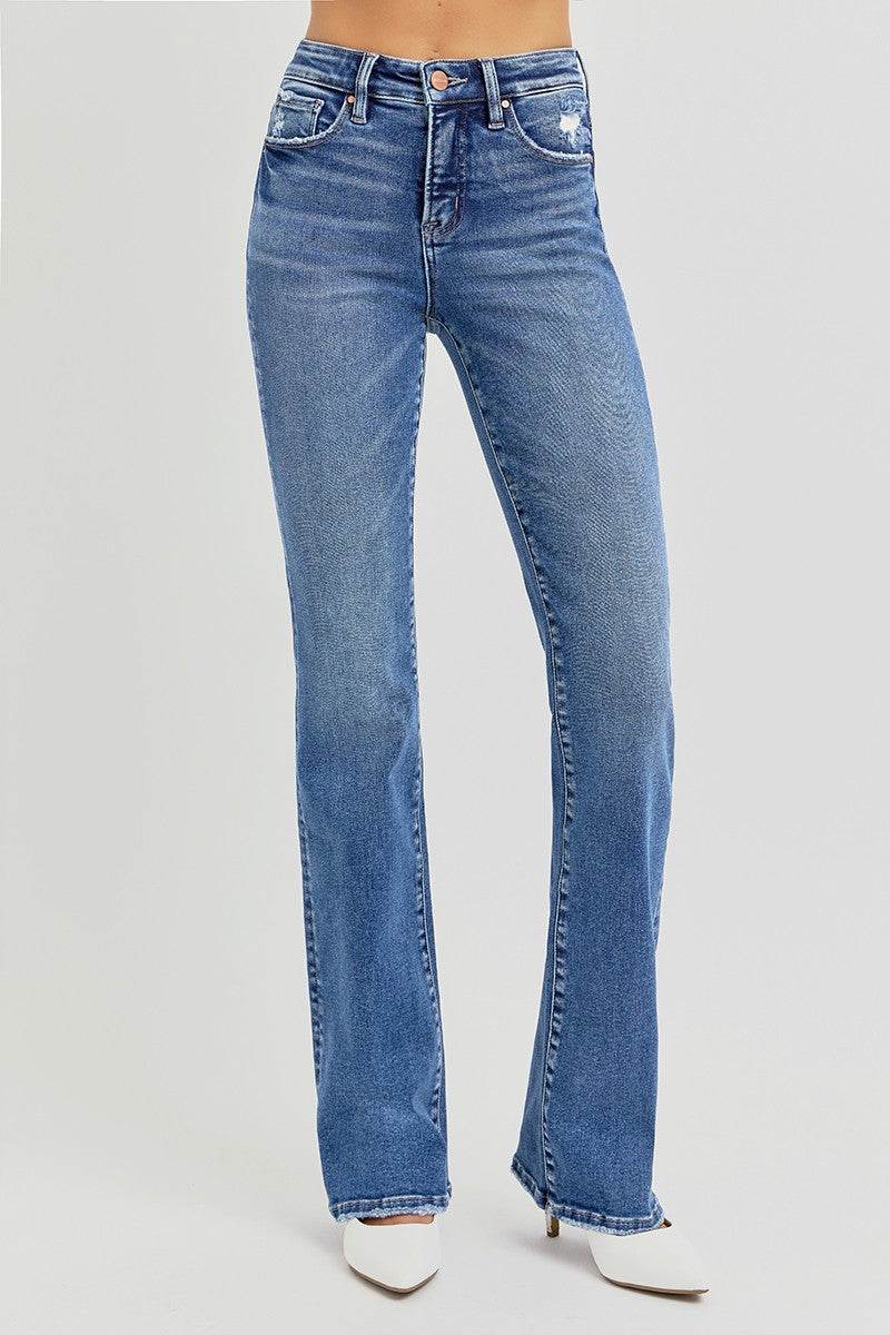Estelle medium wash high rise boot cut jean