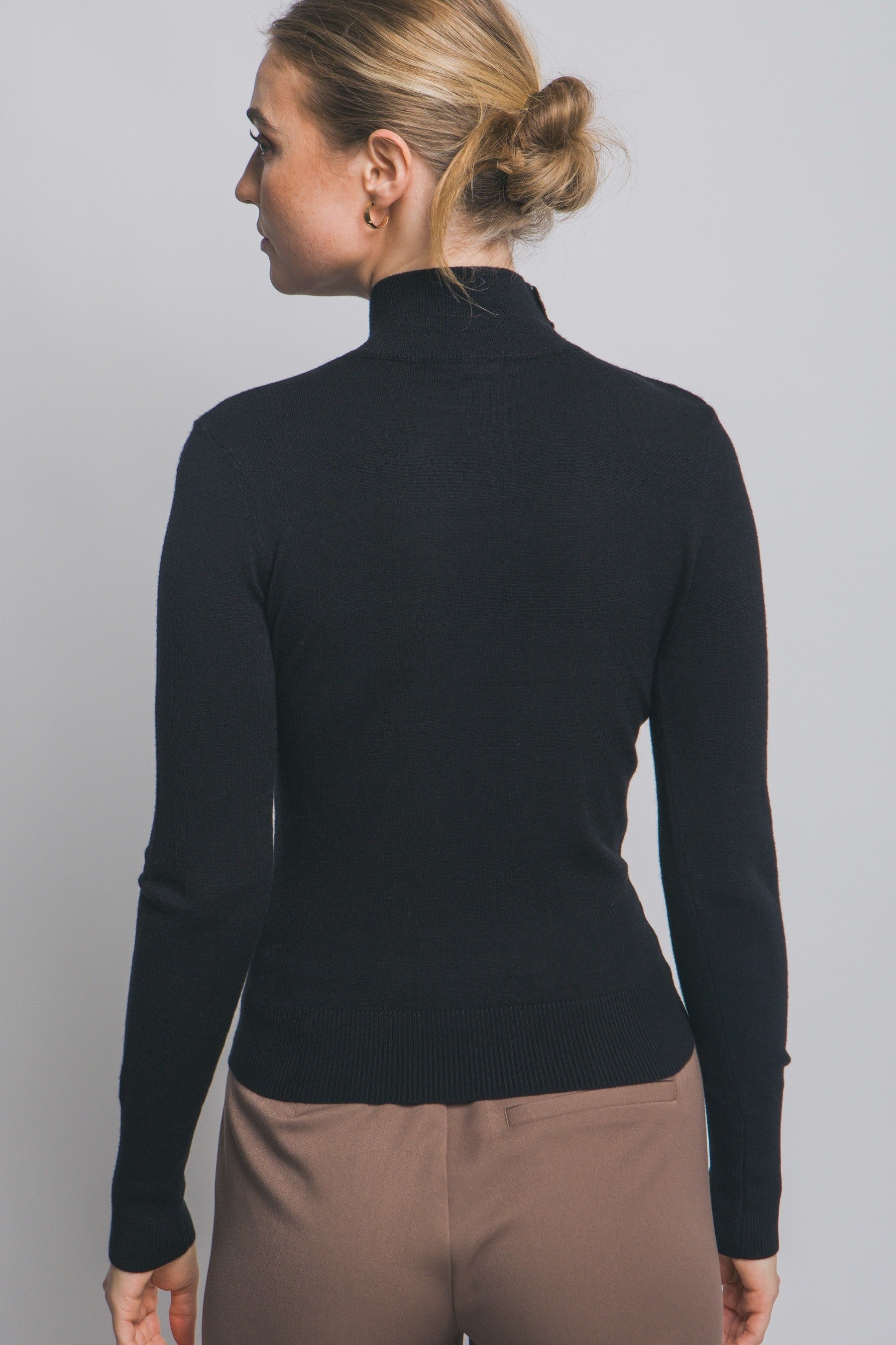 Blair Black Long Sleeve Sweater top with Gold Button Detail