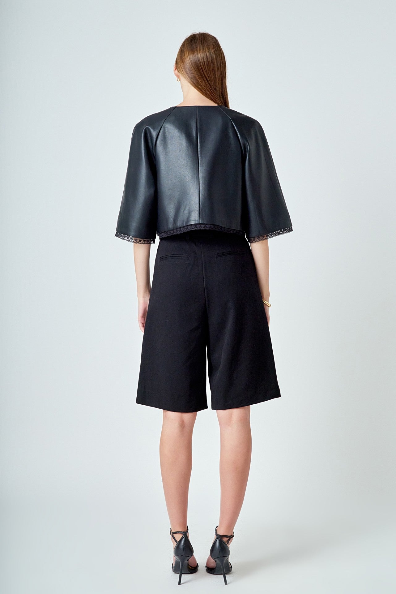 Clarissa Black Soft Vegan Leather Cropped Jacket