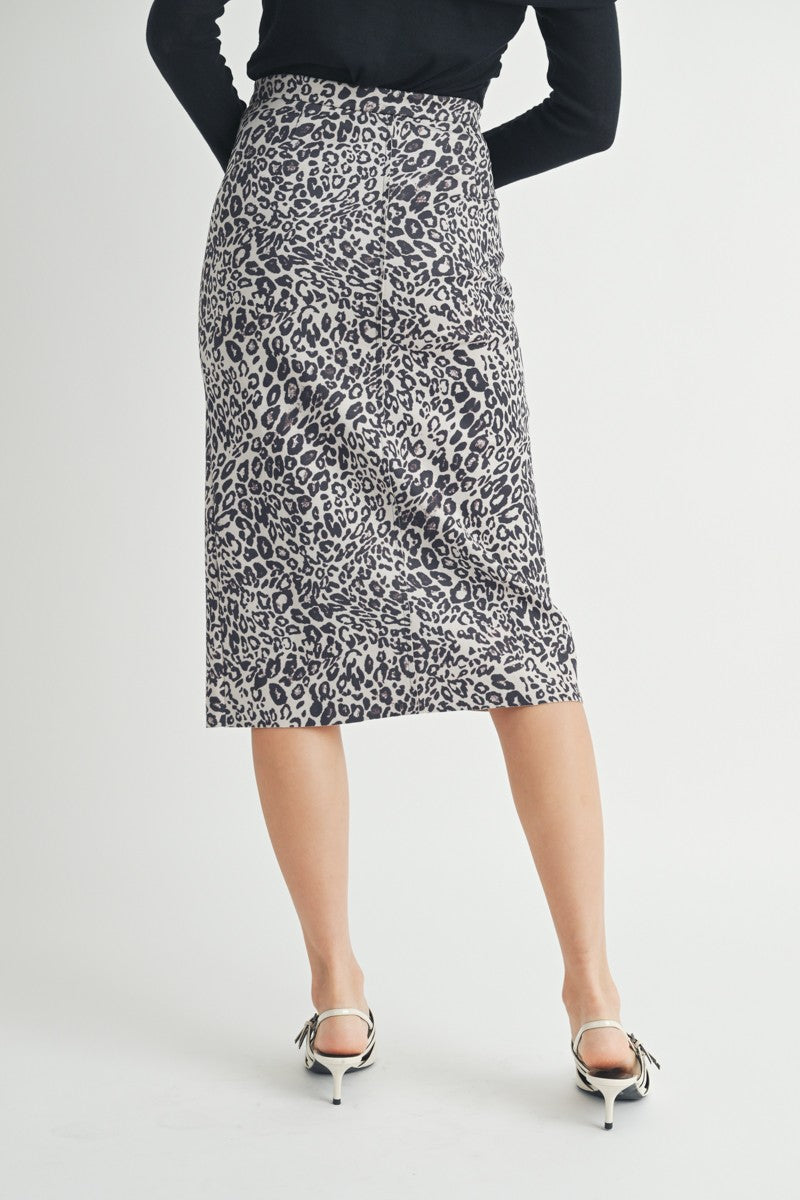 Blair Leopard Super Soft Side Slit Midi Skirt