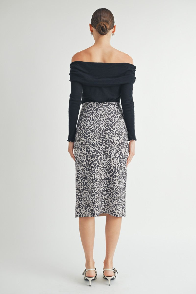 Blair Leopard Super Soft Side Slit Midi Skirt