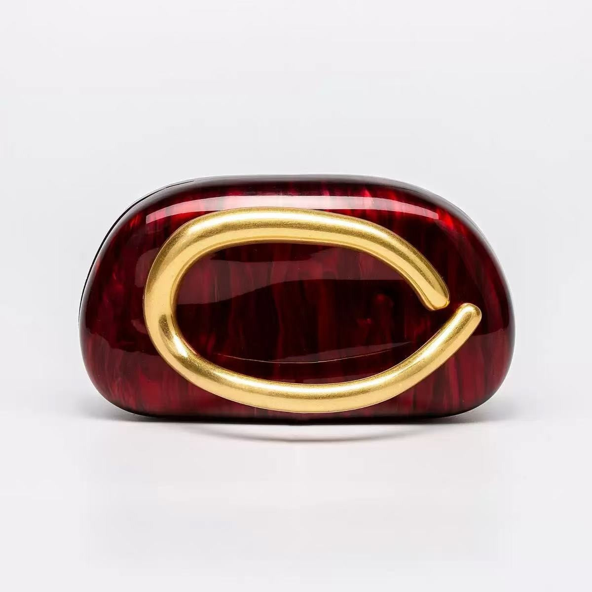 Ann Wine Tortoise Gold Handle Mini Clutch