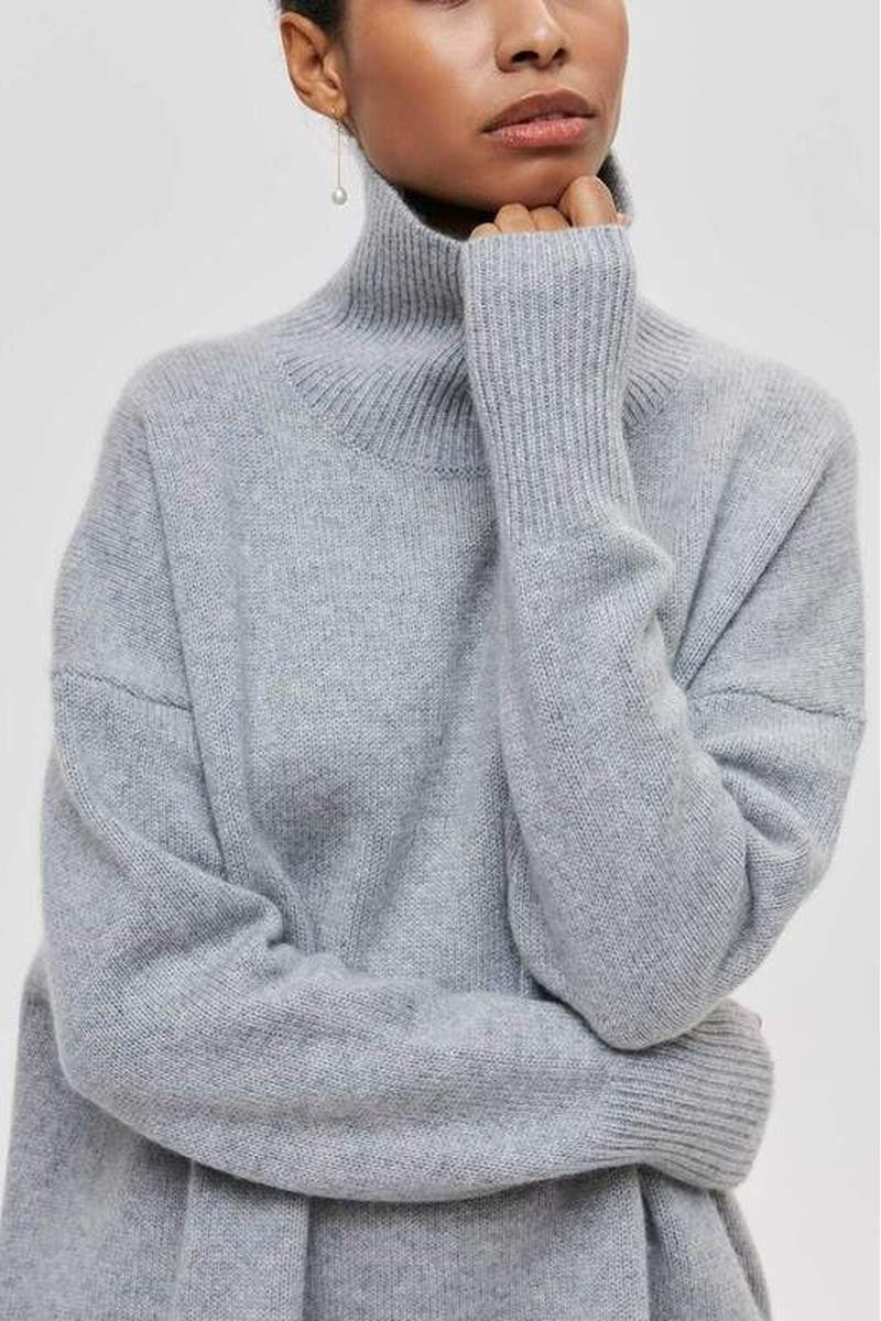 Sable Gray Turtleneck Oversized Sweater