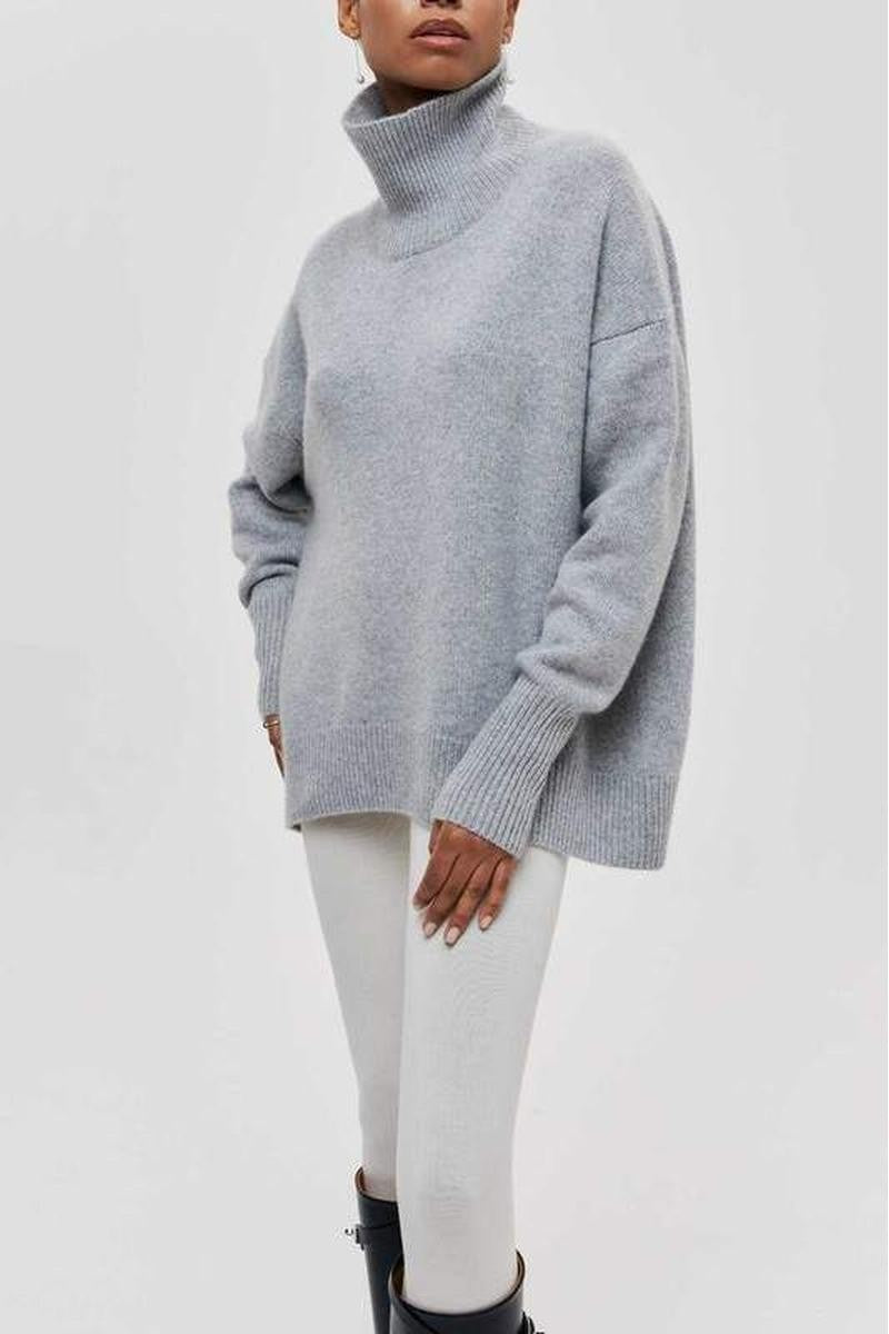 Sable Gray Turtleneck Oversized Sweater