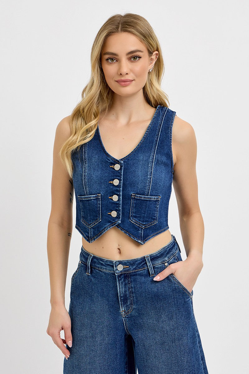 Salma Crop Denim Vest