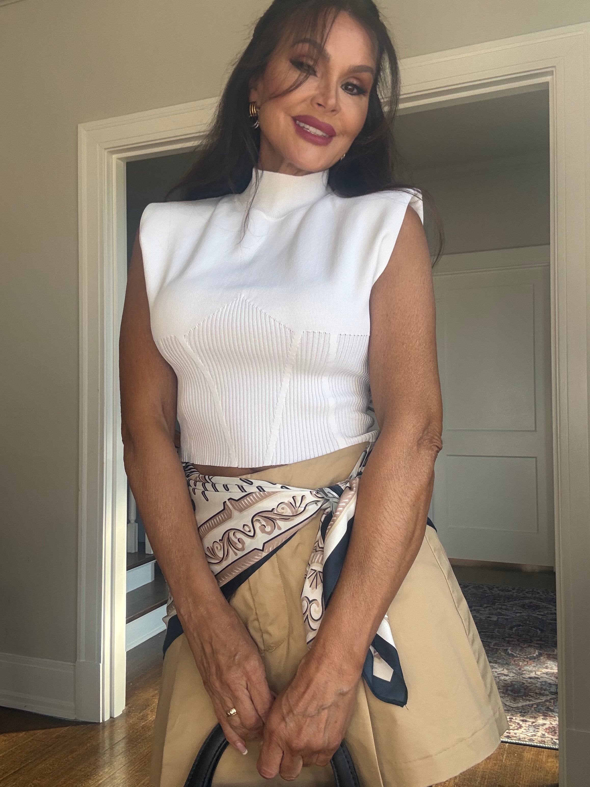 Cassie Mock Neck Padded Knit Top