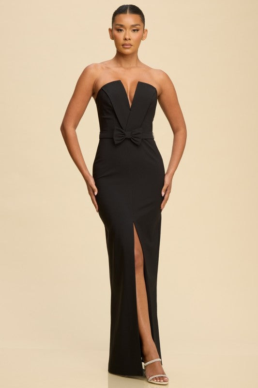 Deo black sleeveless bow maxi dress