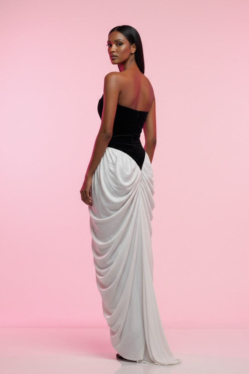 Athena black and white maxi dress