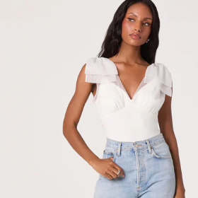 Maelie White Tulle Tank Bodysuit
